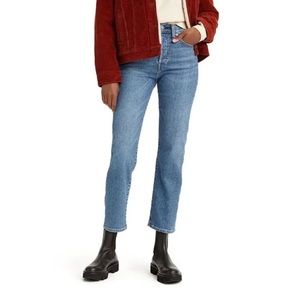 Levi Wedgie Straight Medium Wash Button Fly Stretch Denim Size 31